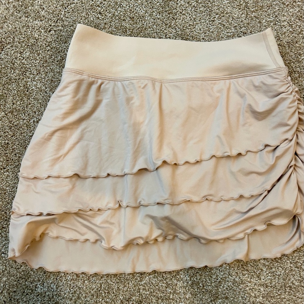 JoyLab Tan Bubble Mini Skirt with Ruffled Tiers